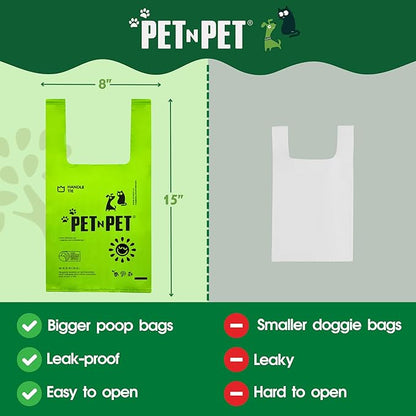 Pet N Pet 800 Counts Unscented Dog Poop Bags Rolls with Tie Handles, 38% Plant Based & 62% PE Poop Bags for Dogs, Extra-Thick Doggie Poo Bag, Pet Waste Bag