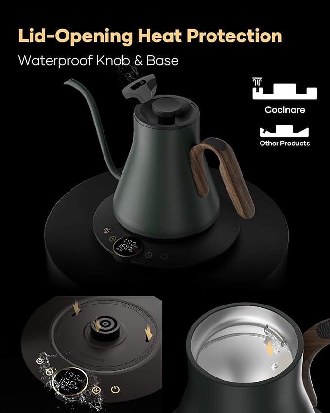 Cocinare FLOW B9 Gooseneck Electric Kettle, Precise Temperature Control