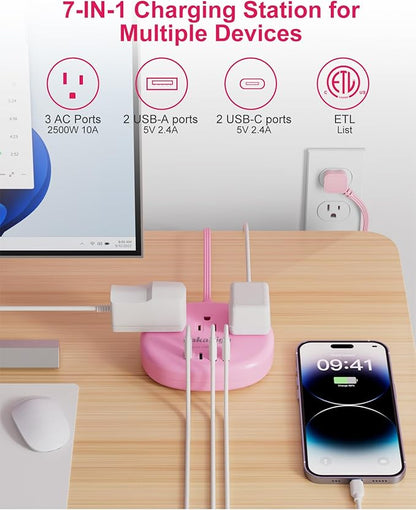 Pink Extension Cord - 10 FT Flat Extension Cord
