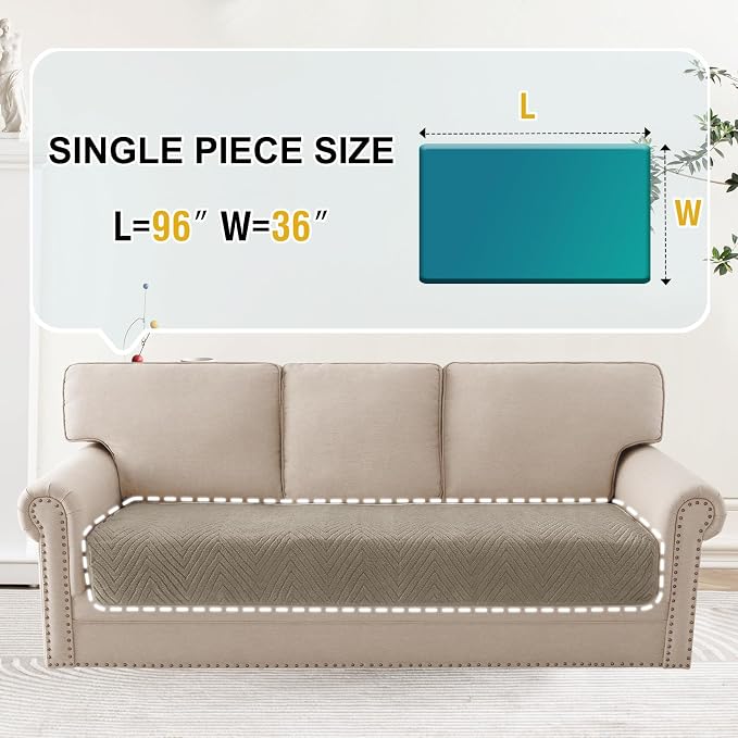 Turquoize Waterproof Couch Cover for Dogs Fuzzy Pet Couch Covers for Sofa Thick Dog Bed Cover Non-Slip Sofa Covers for 3 Cushion Couch Protector Slipcover Pet Friendly (Khaki, 36" x 96")