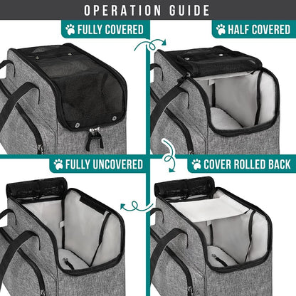 PetAmi Small Dog Purse Carrier, Soft-Sided Pet Carrier Bag with Pockets, Portable Puppy Cat Travel Handbag Tote, Airline Approved Breathable Mesh, Poop Bag Dispenser, Sherpa Bed, Max 18 lbs, Gray