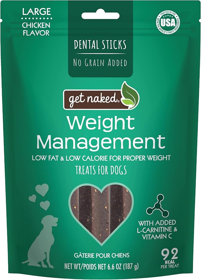 Get Naked Grain Free 1 Pouch 6.6 Oz Weight Management Dental Chew Sticks, Large