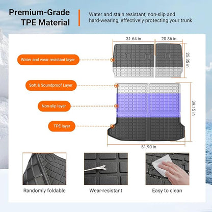 powoq Cargo Mat Compatible with 2022-2024 Ioniq 5 Backrest Mat Trunk Mat TPE Cargo Liner Back Seat Protector Replacement for 2022 2023 2024 Ioniq 5 Accessories (Trunk Mat+Backrest Mats)