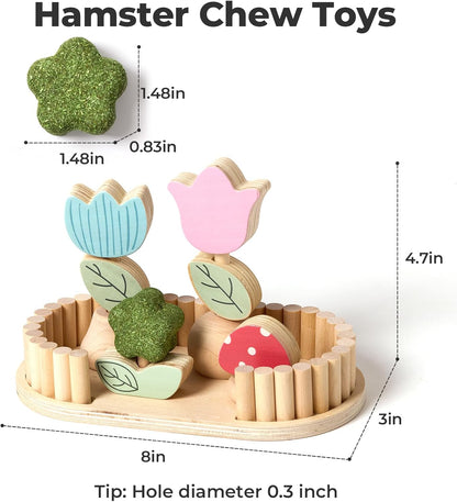 mini&moe Hamster Chew Toys for Teeth - Guinea Pig Chews Enrichment Toys Natural Edible Rabbit Chew Toy for Bunny, Rat, Chinchilla, Gerbils and Others Small Animal