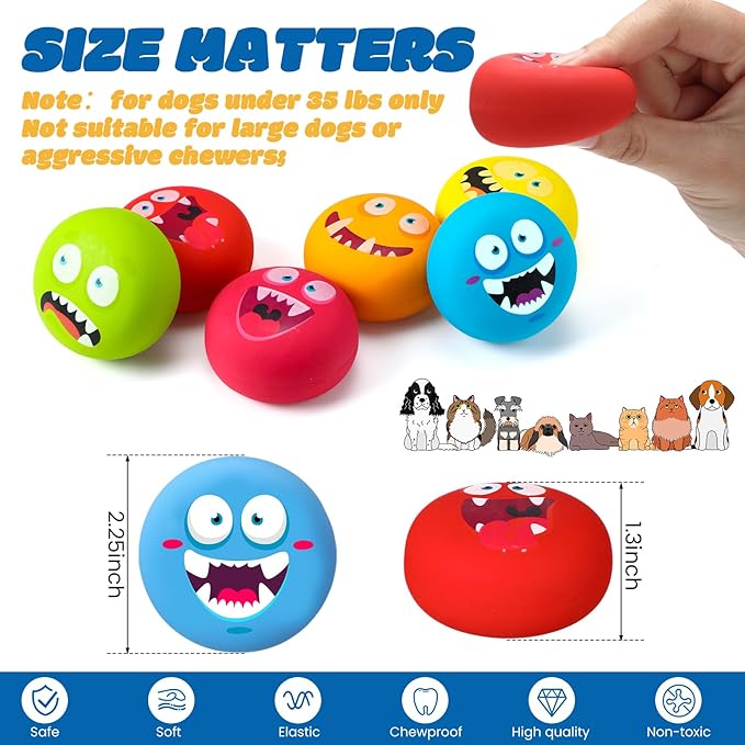 Hungdao 12 Pcs Squeaky Dog Toys Latex Rubber Squeaky Ball Smile Face Emoticon Dog Toys Chewing Interactive Ball Bulk Puppy Lovers Gift for Small Medium Pets Doggie Training (Novelty Style)