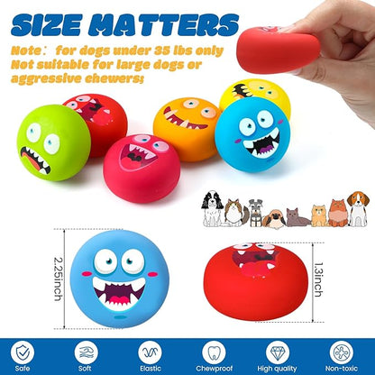 Hungdao 12 Pcs Squeaky Dog Toys Latex Rubber Squeaky Ball Smile Face Emoticon Dog Toys Chewing Interactive Ball Bulk Puppy Lovers Gift for Small Medium Pets Doggie Training (Novelty Style)