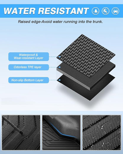 Powerty Truck Bed Mat for Ford Maverick (Gas & Hybrid XL/XLT/Lariat Models) 2022 2023 2024 2025 2026 Accessories All Weather Truck Bed Liner TPE Pickup Bed Mat Black