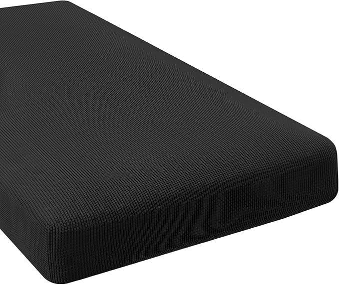 H.VERSAILTEX Super Stretch Individual Chaise Cover Sectional Couch Covers for L Shaped Sofa Both Left/Right Featuring Thick Jacquard Textured Twill Fabric (1 Piece Chaise Cover Large, Black)