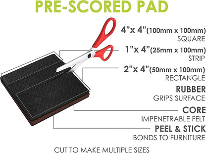 Slipstick GorillaPads Non Slip Furniture Pads/Gripper Feet Floor Protectors (Set of 8) Premium 4 Inch Pre-Scored Self Stick Rubber Stoppers for Furniture Legs