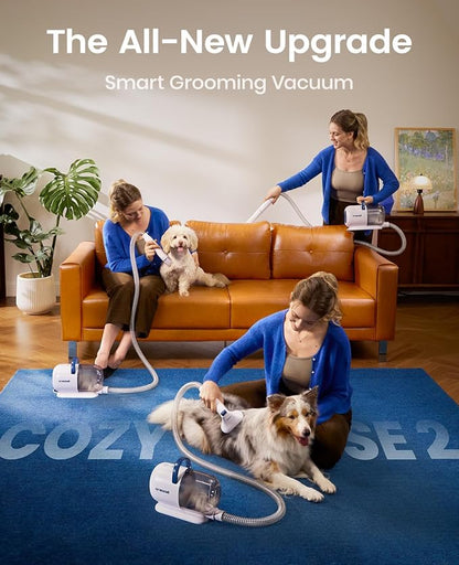 oneisall Dog Grooming Vacuum Kit with 6 Tools | Powerful 15000Pa Suction, Clippers, Trimmer & Nail Grinder ≤59dB, 2L Large Canister, Easy to Clean & Empty