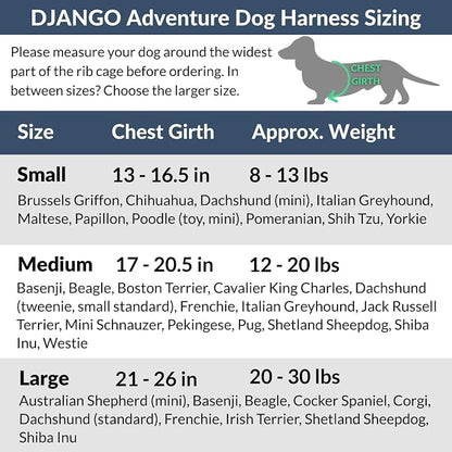 Adventure Dog Harness - Stylish & Durable Small Dog Harness for Outdoor Adventures and Everyday Wear - Pacific Blue Neoprene Adjustable Harness for Dogs with Reflective Piping, Brass D-Ring