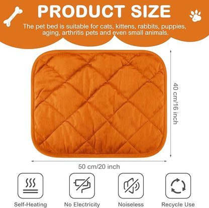 4 Pack Self Heating Cat Pad Self Warming Dog Mat Reflects Body Heat Extra Warm Thermal Pet Pad Washable Dog Cat Bed Crate Bed Mat Blanket(Orange,16 x 20 Inch)