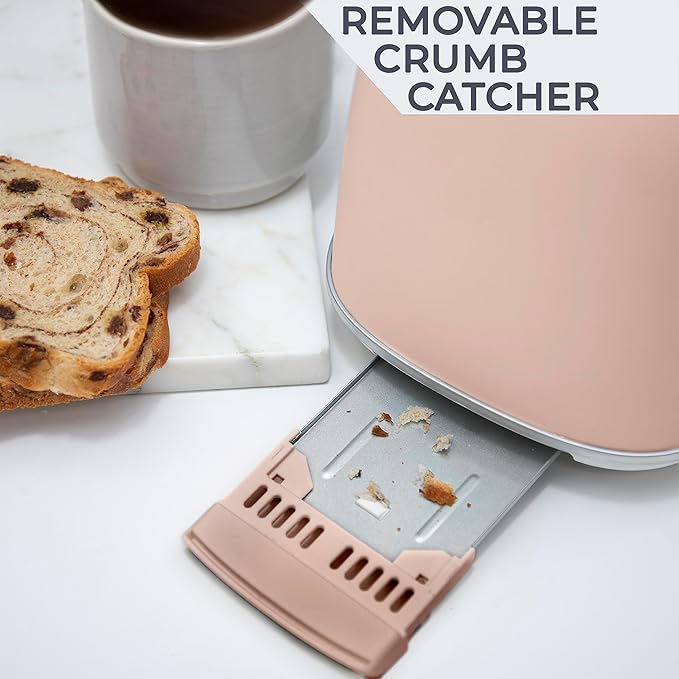Rae Dunn Retro Rounded Bread Toaster, 2 Slice Stainless Steel Toaster