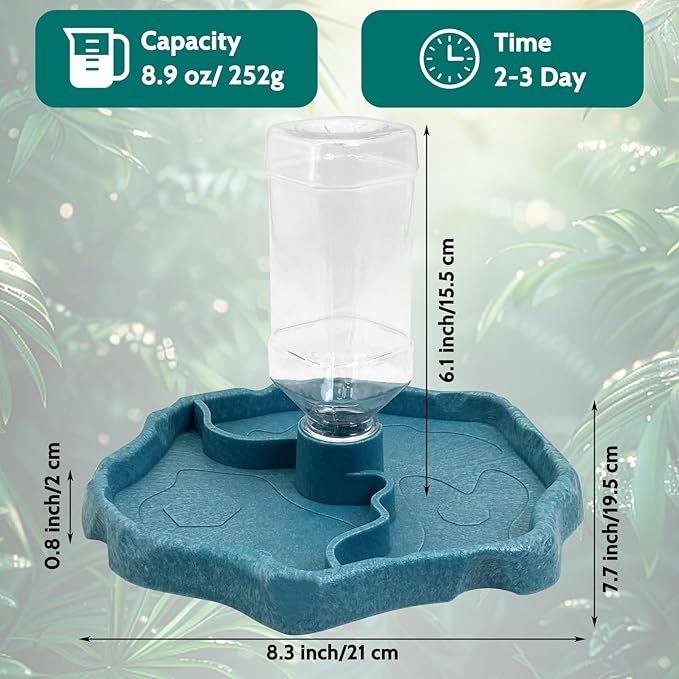 9oz Reptile Water Bottle, Turtle Automatic Feeders Waterer Food and Water Bowl pet Dispenser Bottle Feeding Dish for Lizard Tortoise Chameleon