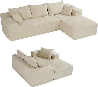 Cloud Sectional Couch with L-Shape Chaise,Modern Modular Sofa with Deep Seat, Upholstered Couches for Living Room Bedroom,No Assembly Required, Beige (Right Facing Chaise)