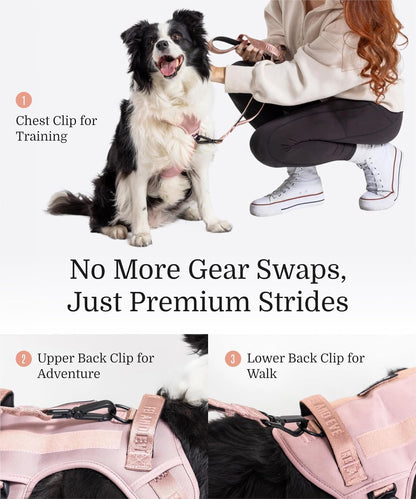 2025 New Edition, Fei & Eve MagEase Dog Harness - 3-Second Magnetic Buckles | 3-Point No-Pull Control | Heavy-Duty 900D Nylon | Dual Safety Handles | Breathable Mesh | Adjustable Fit | X-Large, Pink
