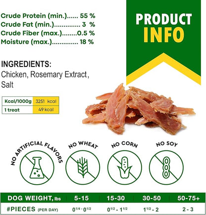 Beloved Pets Chicken Jerky Dog Treats 10.6 OZ - All Natural and Healthy Snacks for Large & Small Dogs - Grain Free and High Protein Meat - Human Grade Pet Chews