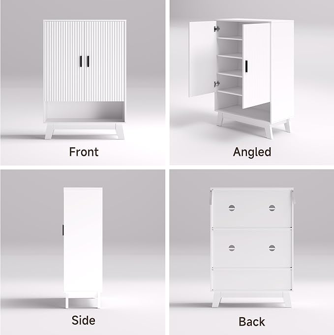 4-Tier Fluted Shoe Cabinet