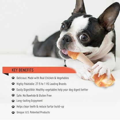 Premium Dog Bones, Rawhide-Free, Made with Real Chicken and Wholesome Vegetables, Made with Limited Ingredients (Large 2pcs/Pack)