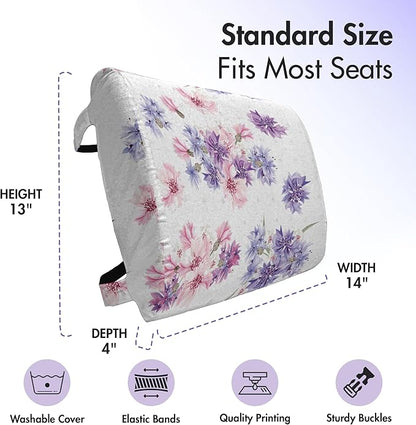 Ambesonne Watercolor Lumbar Back Support Pillow, Floral Pattern with Wedding Inspired Blossoming Nature Bridal Bouquet, High Density Foam for Office Chairs Car Seats, 14" x 13", Lavender Lilac