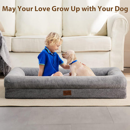 BFPETHOME Orthopedic Dog Bed for Large Sized Dogs – Washable Dog Couch Bed with Bolster Sides, Removable Waterproof Cover, Non-Slip Base, Comfortable Pet Bed for Better Sleeping