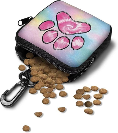 KEIAHUAN Pink Dog Paws Dog Treat Pouch Small Fanny Zipper Pack Holder for Puppy Hands-Free Snack Pouch for Dog Training, Walks & Outdoor Use