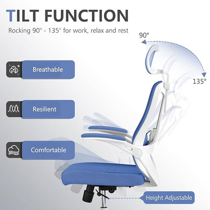 balmstar Office Chair,Ergonomic Comfy Home Desk Chair with 350LBS Capacity,High Back Gaming Chair with Wheels,Mesh Computer Chair,Lumbar Support, Adjustable Headrest,Flip-up Armrest