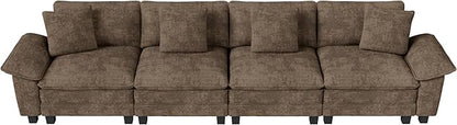 MIXPATIO 157.5" Cloud Modular Sectional Sofa, 4-Seater w/Deep Seat & Removable Arms, Plush Chenille for Living Room - Taupe