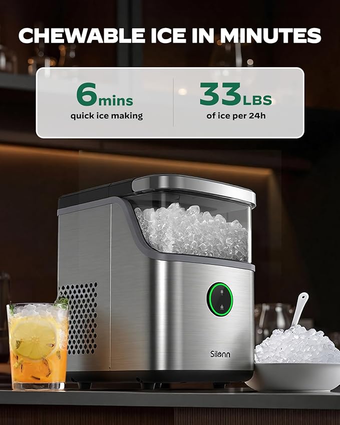 Silonn Nugget Ice Maker Countertop, Ice Basket