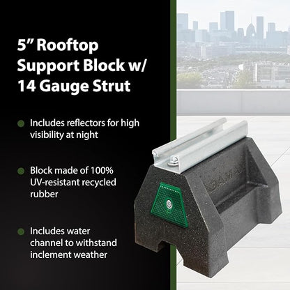 Newhouse Electric RTS14-5 Rooftop Support Block with Galvanized Steel Strut | Sleeper Curb Replacement, Black
