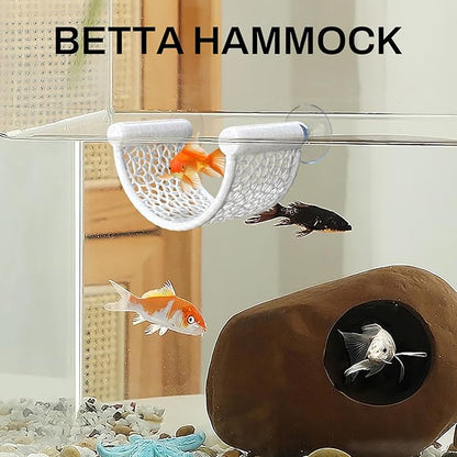 Betta Fish Hammock, White Floating Resting Leaf with Suction Cup - Aquarium Perch Ledge for Bettas, Shrimp, and Nano Fish - Minimalist Tank Decor & Accessory (White)