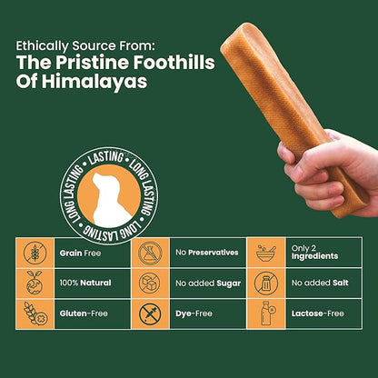 Authentic Himalayan Natural Dog Cheese Chew (Pack of 4 Large & XLarge Chews), Premium Organic Yak Chew, Keeps Your Dog Busy, Ideal for Indoors and Outdoors Use