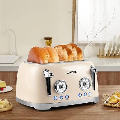 CUSIMAX Toaster 4 Slice, Retro Toaster