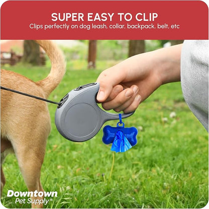 Downtown Pet Supply Poop Bags for Dogs with Dispenser, 2200 Count - Leak-Proof Dog Waste Bags and Bone-Shaped Dog Poop Bags Holder for Leash - Rainbow of Colors, 12.5" x 8.5"