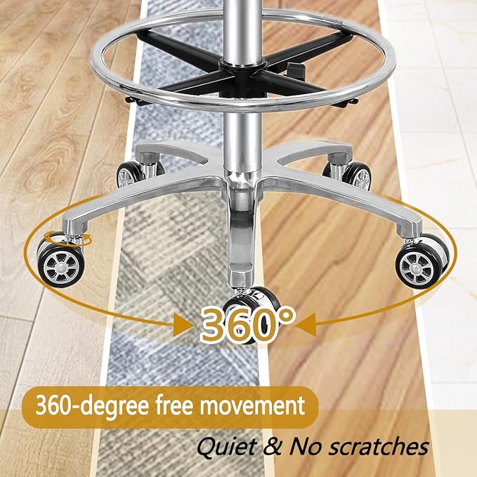 Antlu Rolling Stool Swivel Chair for Office Medical Salon Tattoo Kitchen Massage Work,Adjustable Height Hydraulic Stool with Wheels (Black, with Foot Rest)