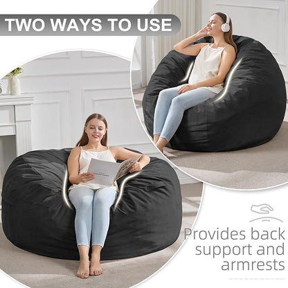 Hobestluk 4FT Bean Bag Chair Giant Bean Bag Chairs for Adults Large Bean Chairs with Removable Cover, Beanbag Chair with Filler, Adult Bean Bag Chairs for Living Room, Bedroom