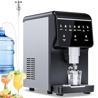 Nugget Ice Maker 66Lbs/24H Chewable Pellet Ice Machine, Built-in 6lbs Ice