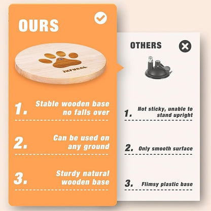 JXFUKAL Interactive cat Toy, Automatic Cat Wand Toy with Stable Wooden Base, 2 PCS Detachable Cat Teaser, 5PCS Refills Replacement & Hanging Cat Toy, Kitty Kitten Toys Cat Feather Spring String Toy