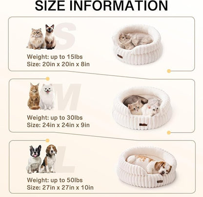MEWOOFUN Dog Bed for Medium Dogs, Washable Large Cat Beds for Indoor Cats, Donut Pet Bed for Dogs and Cats with Anti-Slip Bottom (Beige, 27"x27"x10")