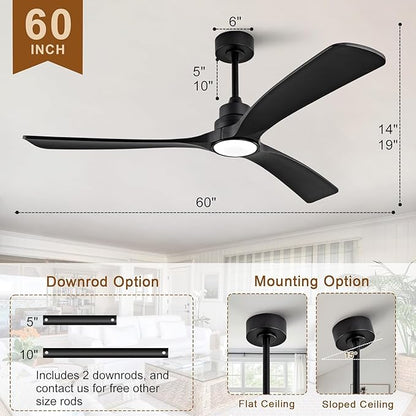 Gaizw Ceiling Fans with Lights, 60 Inch Ceiling Fan with Light and Remote