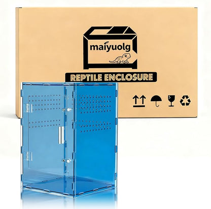 8x8x12 Acrylic Reptile Tank – Cyberpunk Blue Reptile Enclosure Terrarium Inspired by New Caledonia Rainforest – Color Habitat for Geckos & Small Reptiles