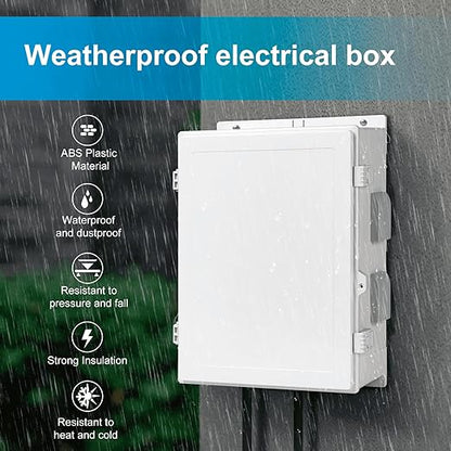Outdoor Waterproof Electrical Junction Box, ABS Water Resistant Enclosure