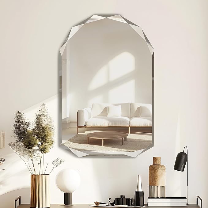 Suidia Bathroom Mirror, Frameless Bathroom Mirror