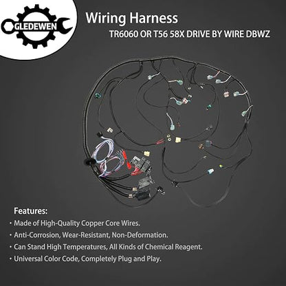 Standalone Wiring Harness 6.2 L, LS Swap, Fits 06-15 LS3 LS2 Vortec Engine | TR6060 T56 58X DBWZ, Stand Alone Wiring Harness, LS Wire Harness, Drive by Wire Throttle Body