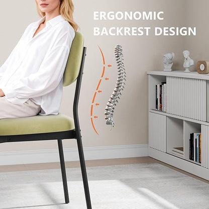 Einhomn Upholstered Dining Chairs Set of 6, Stackable Modern Dining Room Chairs, Kitchen Chairs w/Soft Velvet Backrest & Sturdy Metal Legs for Restaurant, Living Room, Light Green