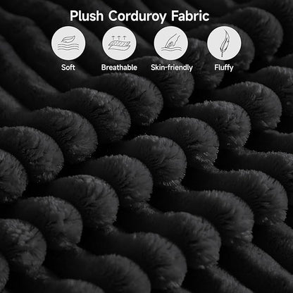 ONBRILL 110" Modular Sectional Sofa,L Shaped Couch 4 Seater with Sleeper Chaise, Sectional Couch with Deep Seat,Upholstered Corduroy Cloud Couches for Living Room,Bedroom,No Assembly Required,Black