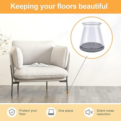 32 Pcs Chair Leg Protectors for Hardwood Floors, Silicone Felt Furniture Leg Cover Pad for Protecting Floors from Scratches and Noise, Smooth Moving, X-Small(Fit Round Diameter：1/2" to 5/16")