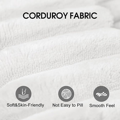 Cloud Loveseat Sofa, Modern Corduroy 2-Seater Couch with Deep Seat, No Assembly Required Memory Foam Sofa, Boneless Sofa in a Box for Bedroom, Apartment, Office,Small Space (White,63in)