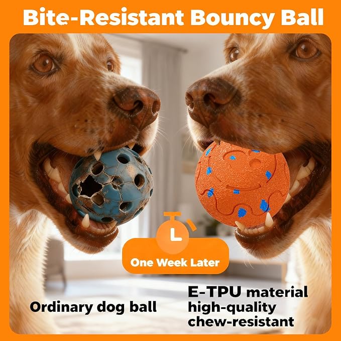 Dog Balls: Interactive Dog Ball, Self-Moving Dog Toy with Auto-Rolling & Bouncing, E-TPU Material, IP54 Waterproof, Motion-Activated, for Small/Medium/Large Dogs (Orange)