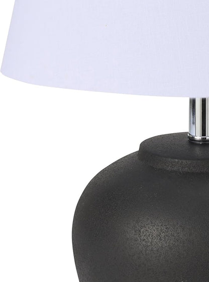 Nourison Home 20" Black Ceramic Pot Table Lamp for Bedroom, Living Room, Console, Entryway